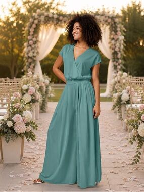 HALARA Teal waffle flowy Pantsuit